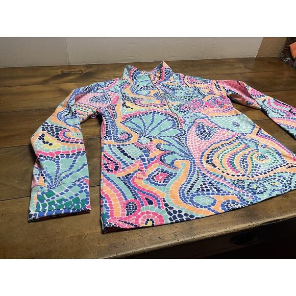 Lilly Pultizer Womens Jacket 1/2 Zip Skipper Popover Seashell Multicolor Mosaic - Picture 6 of 12